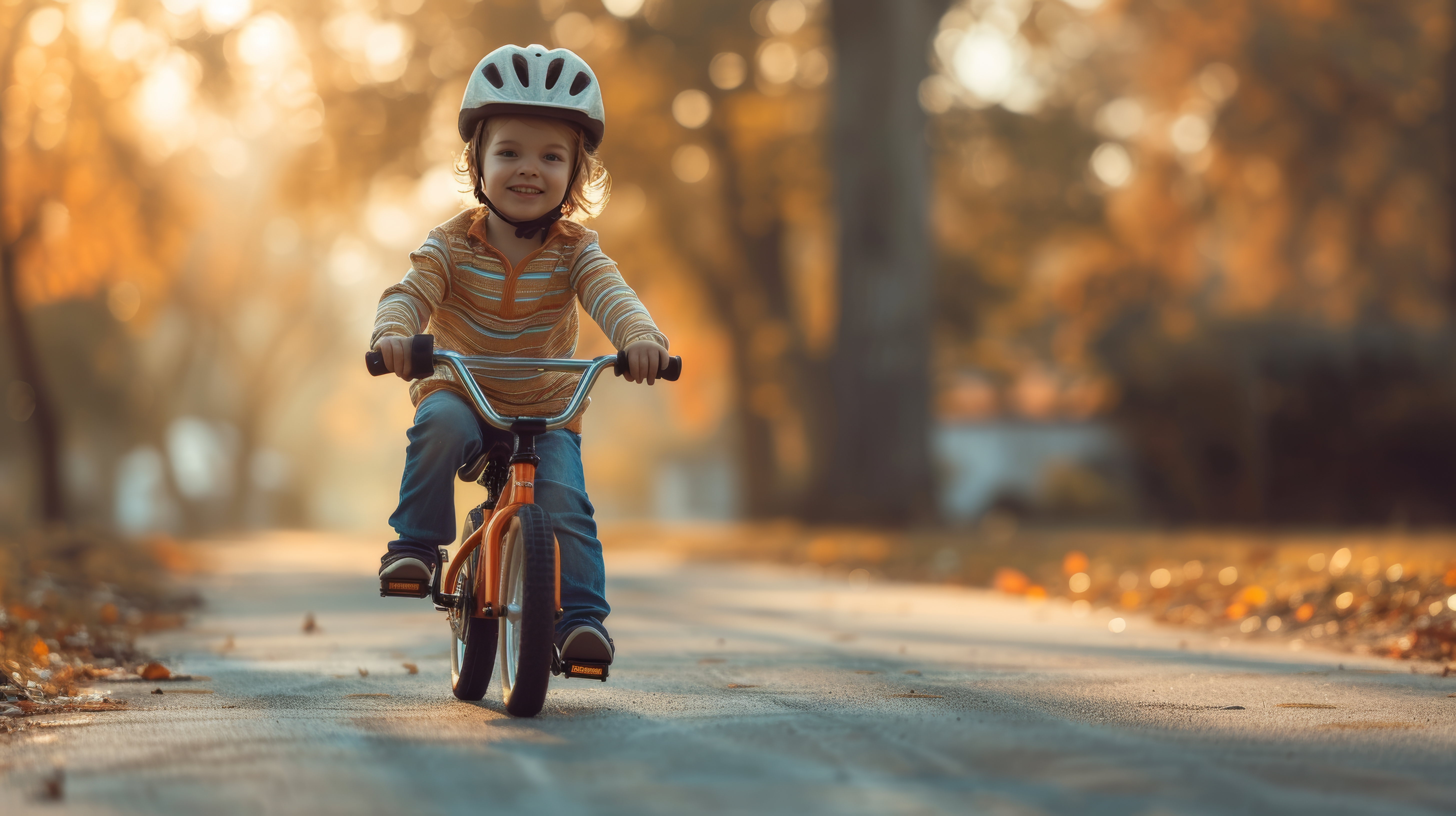 Child riding bike for the first time